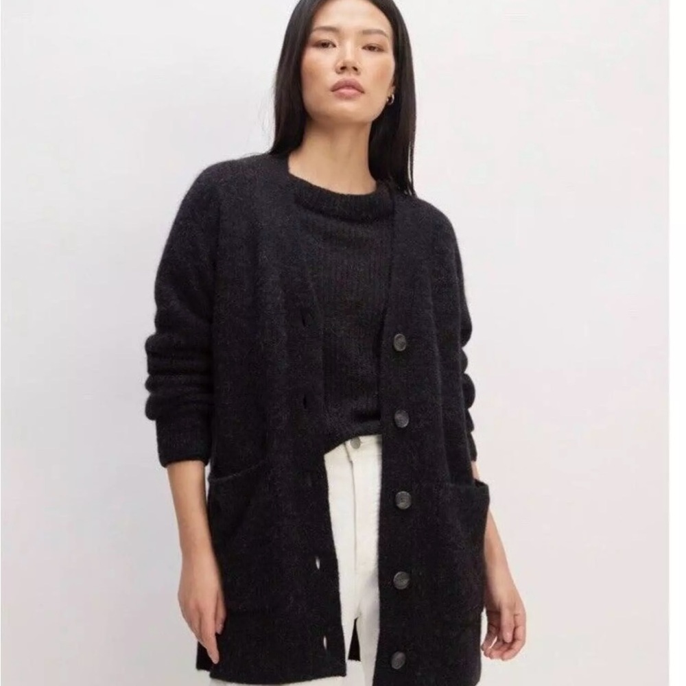 NWOT Everlane Oversized Alpaca Button Up Long Sleeve Cardigan  S - charcoal gray